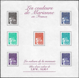 Les couleurs de Marianne en francs - Les valeurs de la monnaie Les couleurs de Marianne en francs - Les valeurs de la monnaie