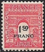 Arc de Triomphe - 1,50F rouge et noir Arc de Triomphe - 1,50F rouge et noir