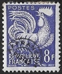 Coq Gaulois 8F violet -Préoblitéré