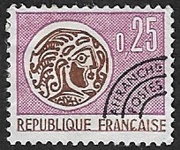 Monnaie gauloise 0F25 violet - Préoblitéré