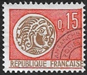 Monnaie gauloise 0F15 orange brun - Préoblitéré