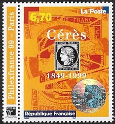 Cent cinquantième anniversaire du premier timbre-poste français Le Cérès noir 1900 (avec étique Cent cinquantième anniversaire du premier timbre-poste français Le Cérès noir 1900 (avec étique